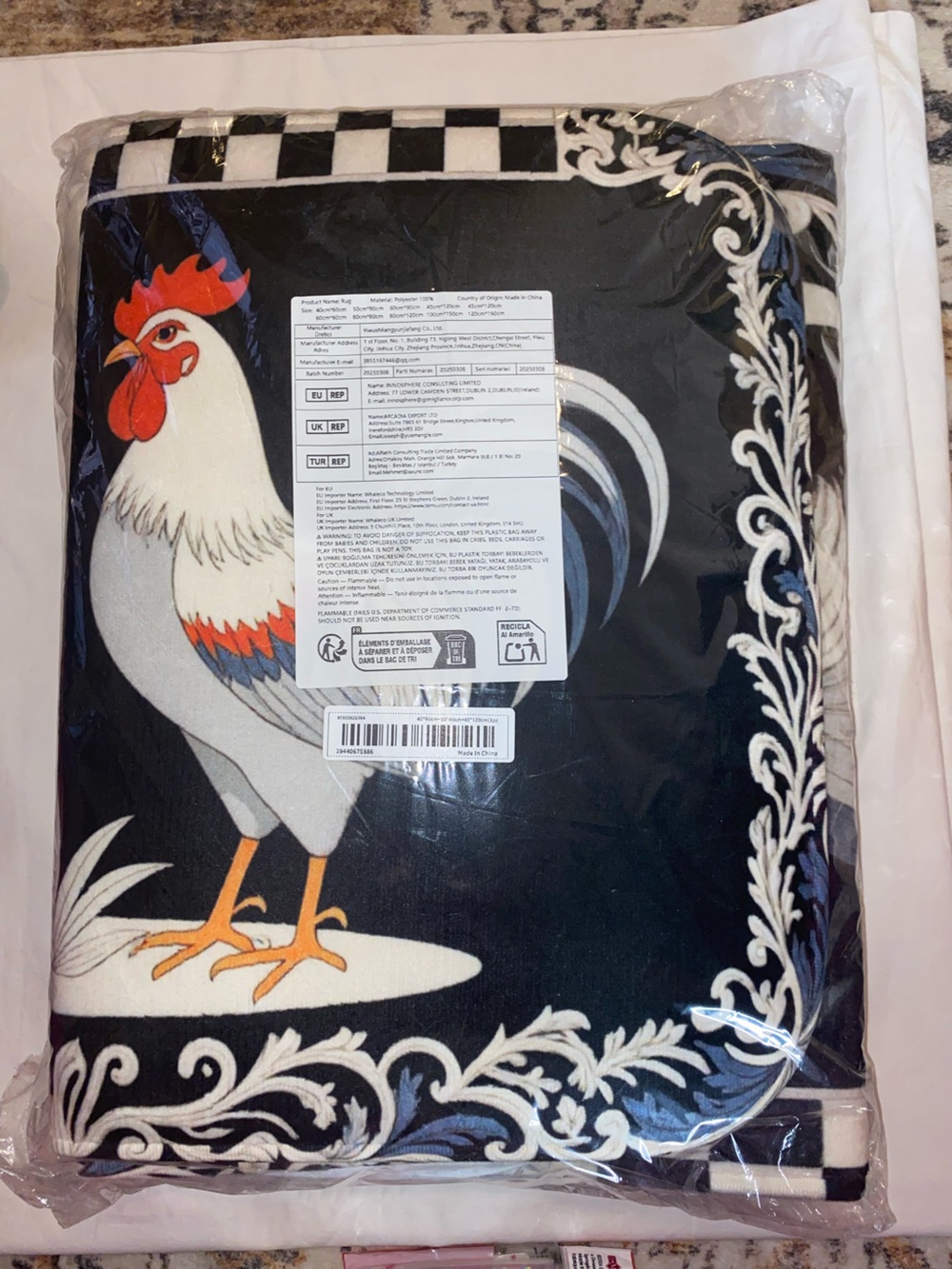 Rooster Print floor rugs-3 rugs